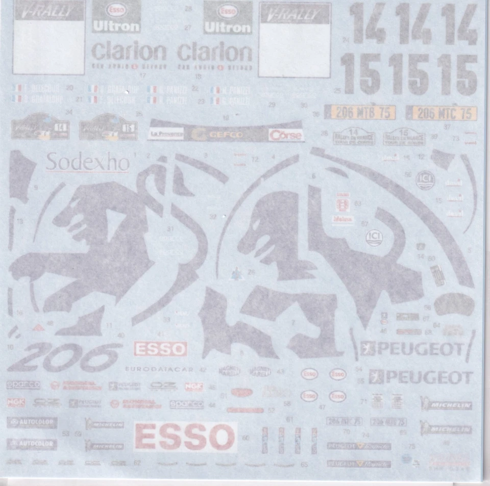 Decalcomanie 1/24 PEUGEOT 206 WRC Works Team 1999 Corse. per TAMIYA - Immagine 2 di 2