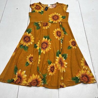 sunflower dress dresses Women's Sleeveless White/Yellow Sunflower Dress