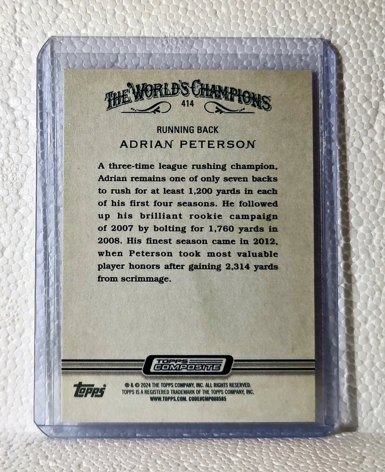 Adrian Peterson 2023 Topps Allen & Ginter NFL 414 Football Card Seattle Seahawks - Image 2 of 2