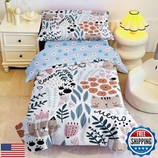 GRAT TIOC 4 Piece Toddler Bedding Set for Girls, Soft Cats Floral Toddler Com