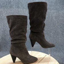 Sole Society Boots Womens 10 M Geril Mid Calf Riding Cone Heels Gray Leather