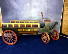 Antique Americana Folk Art Primitive LARGE HORSE POLICE CART WOODEN WAGON 33"