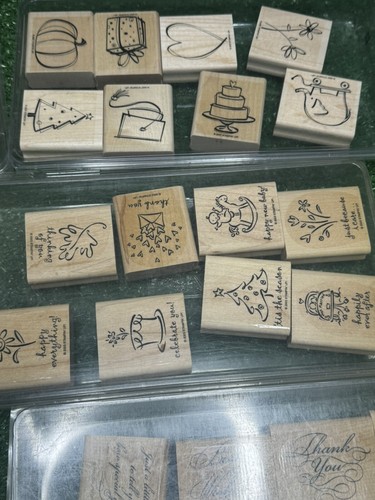 Stamping Up! Holz montiert Gummistempel Lot Schüttgut im Ruhestand Handwerk Vintage - Bild 4 von 19