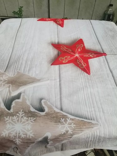 Decorative Christmas Tablecloth With Tree Ornaments And Stars, 84" X 59" - Picture 8 of 8