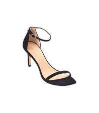  450 Stuart Weitzman Amelina Ankle Strap Sandal SUEDE BLACK NUDIST 8 PA6 