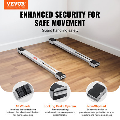 VEVOR Heavy Duty Furniture Appliances Rollers, 660 lbs Total Load, Extendable Ap