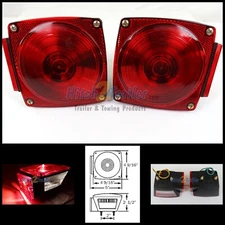 Trailer Lights Stop Turn Tail Light combination Square Red Stud mount - PAIR
