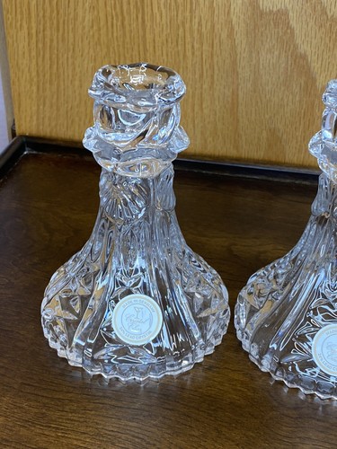 Crystal Clear 24% Leaded Crystal Candle Holders Set of 2 ~ Vintage - Picture 4 of 10