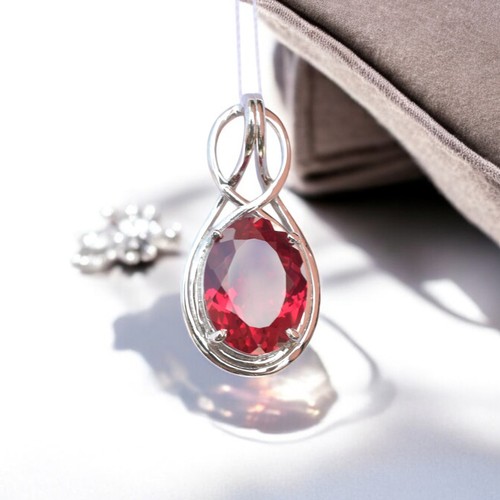 Certified 30 Ct Natural Red Ruby Loose Gemstone Pendant In 925 Silver MG007 - Picture 4 of 10