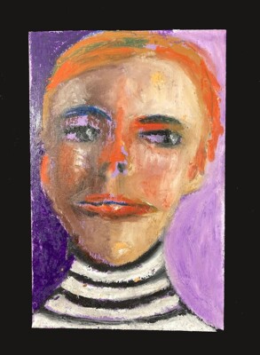 Portrait Painting Naive Outsider 4x6 Expressive Whimsical Wall Art Miz Katie