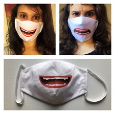 Face Covering Mask Lips Smile Cotton fabric Adults Size L