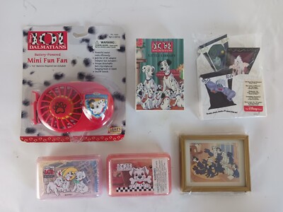 Lot Of 6 1990's 101 Dalmations Collectors Items, Office Supplies, Fan, Stat Set+