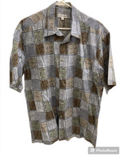 Pierre Cardin Mens Shirt Sz L Short Sleeve 100 Cotton Geometric Multicolor