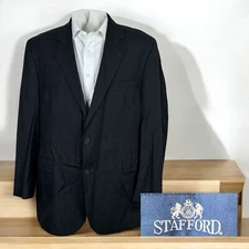 Stafford Blazer Jacket Mens 46R Solid Dark Gray Wool
