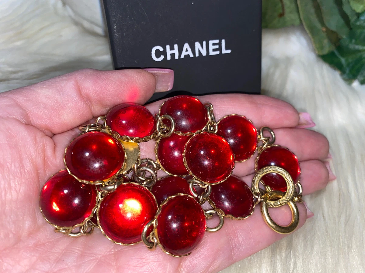 Chanel Mega Rare Authentic Red Gripoix Glass Huge Necklace!!WOW