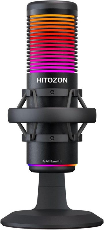 HITOZON Gaming USB Microphone,USB Condenser Microphone with RGB,Mute,Gain