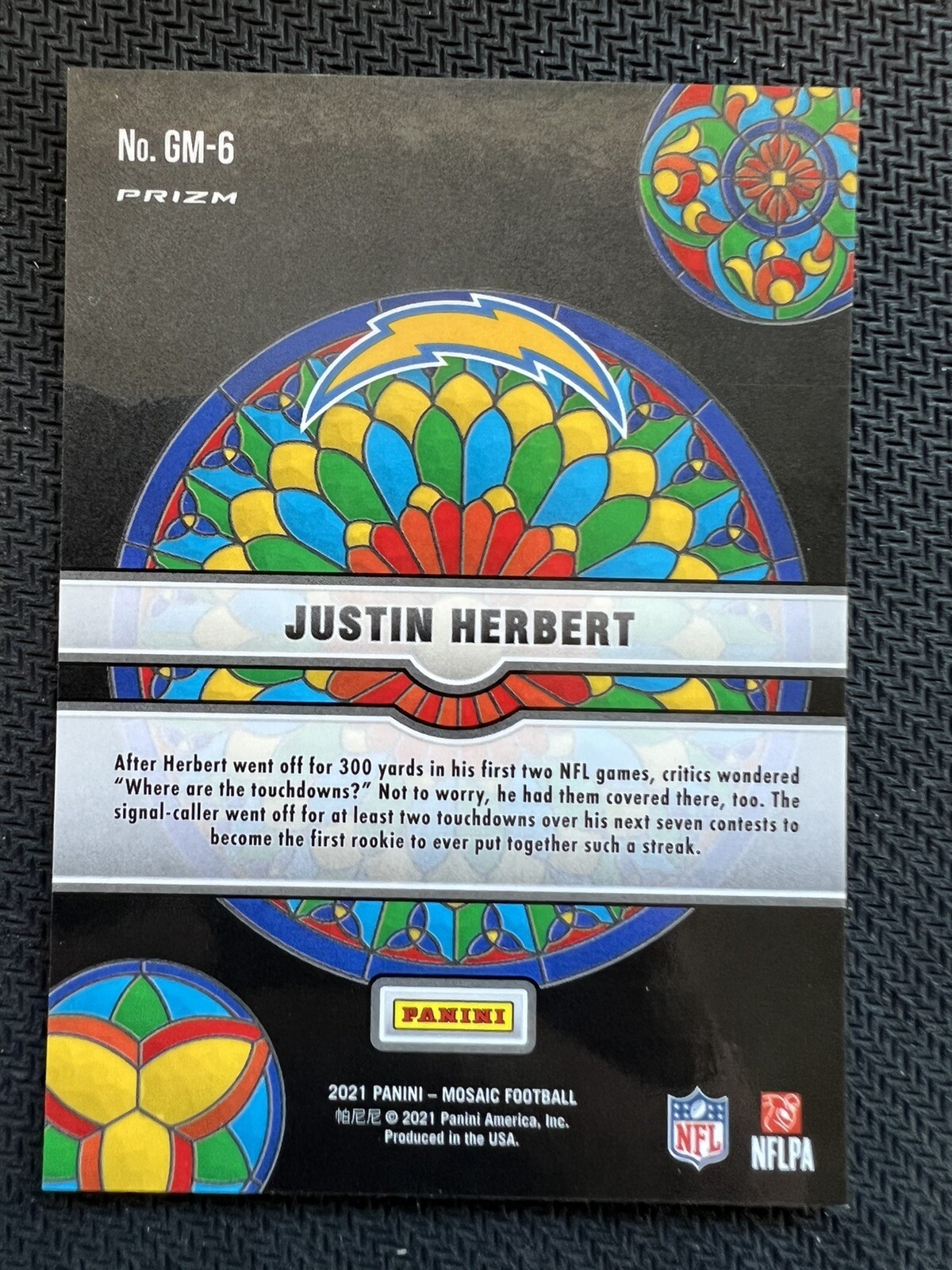 2021 Panini Mosaic Justin Herbert Stained Glass SSP LA Chargers GM6 eBay