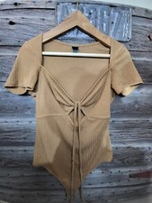 Wild Fable Bodysuit Snap Closure With Front Ties Brown Size Medium