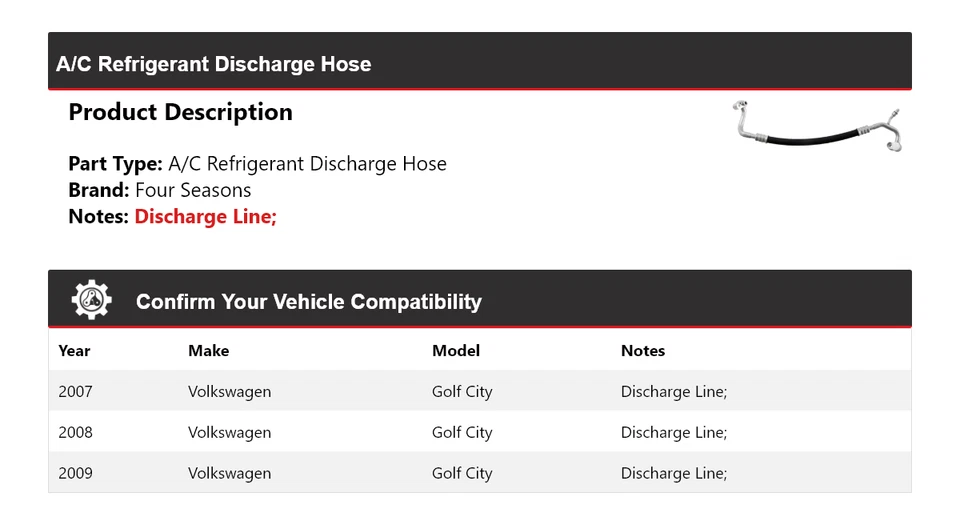 Manguera de descarga de refrigerante aire acondicionado Volkswagen Golf City 2007-2009 4 estaciones 2008 Foto 2 de 4