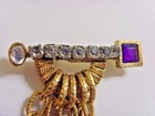 vintage art artisan crafted gold tone metal brooch prong set diamante faux 49758 — photo 3