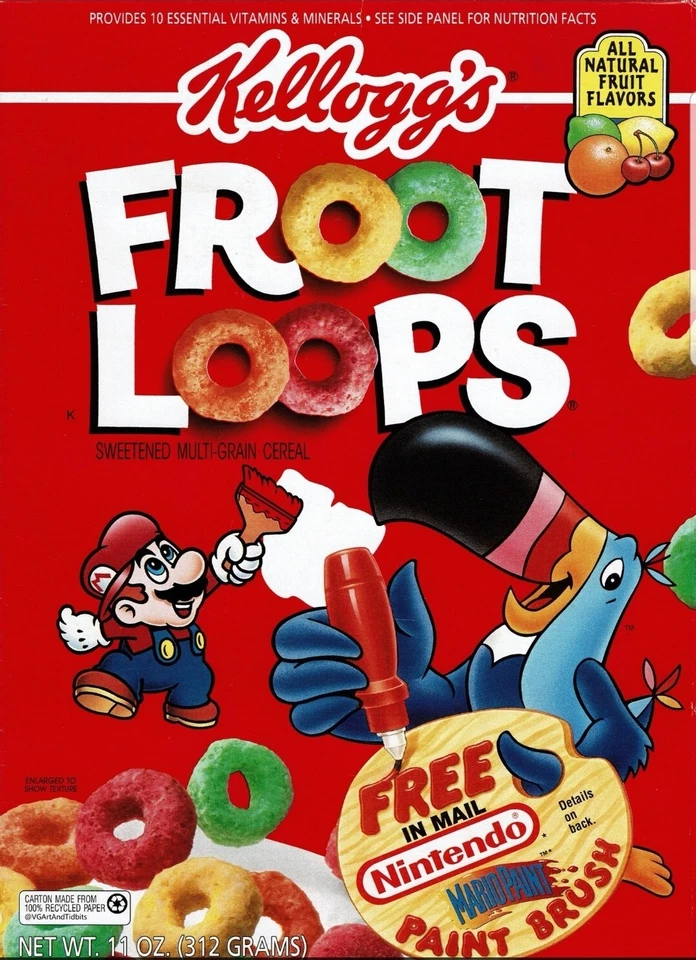 Набор сжимаемых кистей Kellogg's Mattel 1994 Nintendo Mario Paint Toucan Sam - Изображение 2 из 4