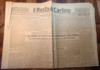 BOLOGNA 28/November/1924 Il Resto Del Carlino LE RESIGNIONI DI BALBO-4207