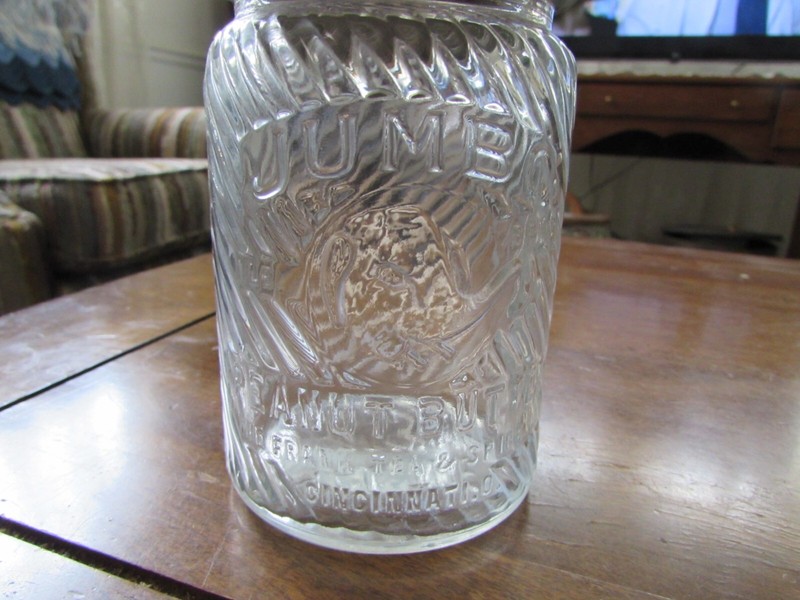 1# Jumbo Elephant Peanut Butter Glass Jar Frank Tea & Spice Co Cincinnati Ohio
