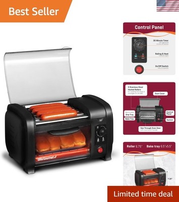 Hot Dog Toaster Oven, 30-Min Timer, Stainless Steel Heat Rollers Bake & Crumb...