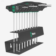 Wera 023454 Hex-Plus T-handle Set with Holding Function, Inch, 10 Pieces
