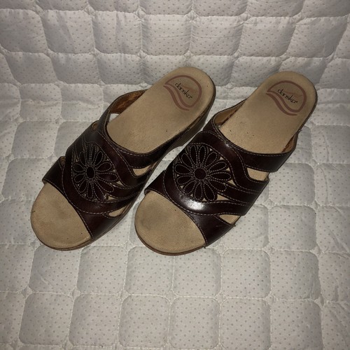 Dansko Sandal Womens 37 Brown Leather Floral Cut Out Slide On Suzy US 7 - Picture 2 of 19