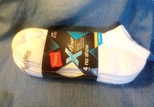 Hanes Men's 4pk X-Temp White 'No Show' Ventilated Socks Shoe size 6-12 NEW