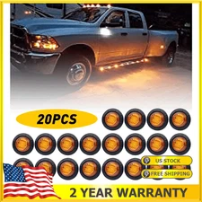 20PCS 1 Inch Round Amber 3 LED Side Marker Clearance Lights with Chrome Bezel US