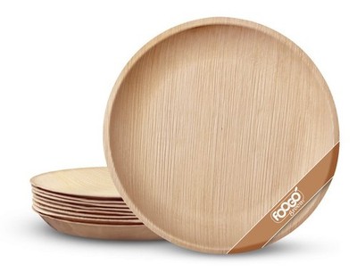 Einweg Palmblatt Teller 10'' 25cm groß rund Natur Öko Party 25 Stück