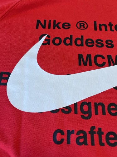 Nike Mens XXL Double Swoosh Red Sweatshirt International Crew Cotton Blend Rare - Picture 9 of 9