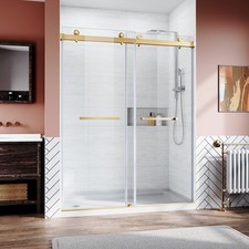 Frameless Sliding Shower Glass Door 56-60 in.W x 76 in. H,3/8" 10mm Thick Cle