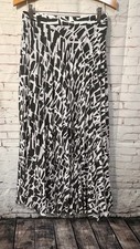 Maeve Anthropologie Hildi Pleated Abstract Midi Skirt Size XS Gray-black White