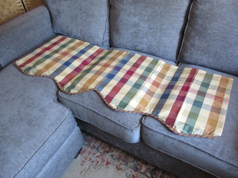 Juego de 3 cenefas marca Country Cortinas NUEVO CON ETIQUETAS Moire a cuadros multicolor festoneado forrado Foto 2 de 4