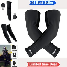 Compression Arm Sleeves for Men Black Large Breathable Sweat Wicking UV