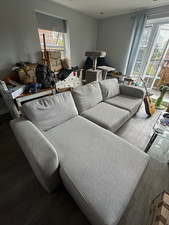 Grey Fabric Corner Sofa Chaise Longue Sectional, Fabric Upholstery