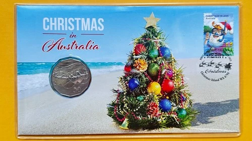 Australia 2021 Merry Christmas 50C Cent Uncirculated coin, PNC & Stamps, RAM