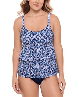 Swim Solutions High-Low Double-Tier One-Piece Swimsuit MSRP $96