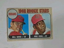 1968 Topps Baseball Card Cleveland Indians Rookie Stars Bill Davis Jose Vidal . rookie card picture