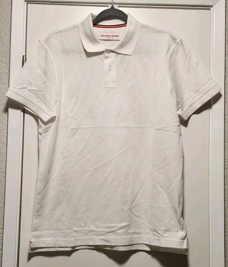Orlebar Brown Jarrett Polo Shirt Men's Medium White Pique Resort