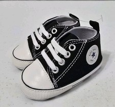 New Baby Canvas Star Black Soft Sole Sneakers Size 1 Infant Shoes