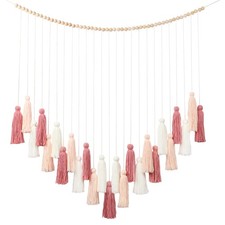 DrCor Blush Pink Boho Macrame Wall Hanging   Handmade Rose Gold Tassel Decor ...