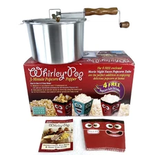 The Genuine Whirley-Pop Stovetop Popcorn Maker Popper Stainless Steel, Wood Hand