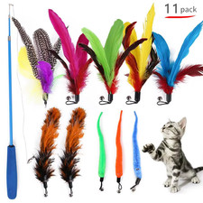 11Pcs Replacement Cat Feather Toy Set Feather Replacement Head Retractable Cat S