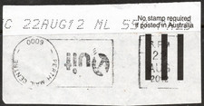 2012-08-21 / INVERTED PERTH, WA 6000 SLOGAN CANCEL POSTMARK "QUIT" as in smoking
