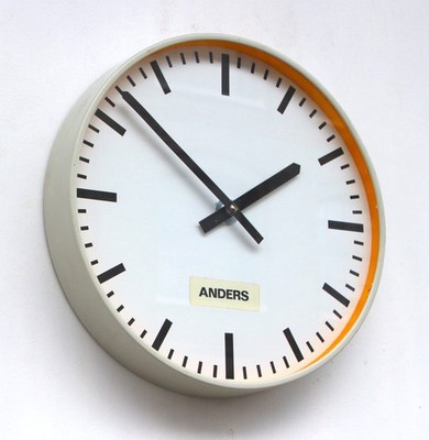 ANDERS slimline 1960s Vintage Wall Clock Midcentury Retro Industrial Factory