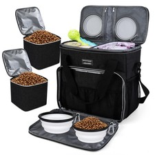 Dog Travel Bag, Pet Travel Bag ALL Pet Travel Supplies , With 2 Pet Food Con...